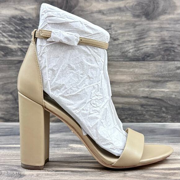 NIB Sam Edelman Yaro 9.5M Block Heel Ankle Strap Dress Sandal Beige Leather - Picture 6 of 10